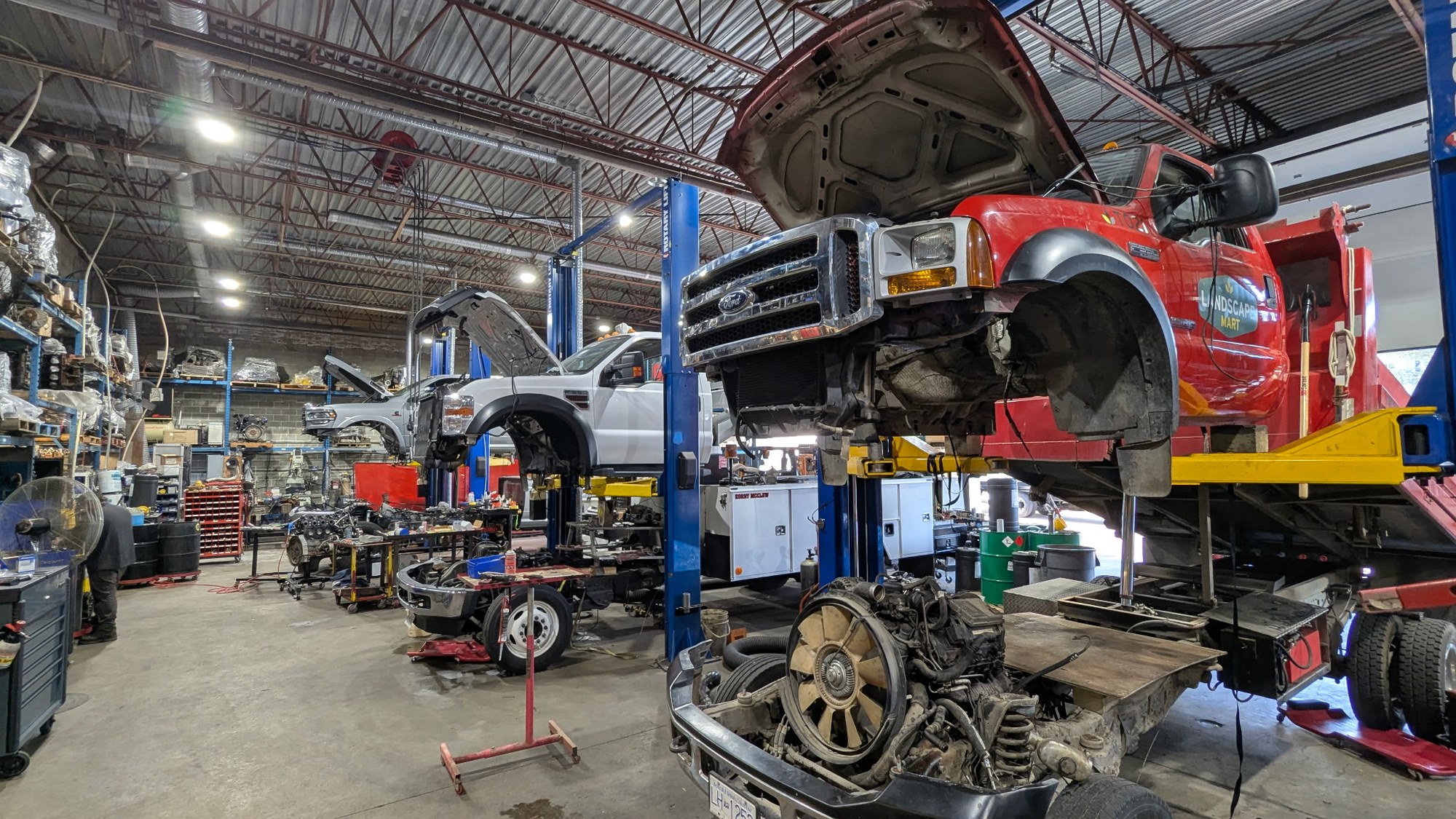 Diesel pickups under repair inside the Bernhausen facility
