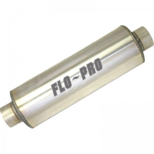 Exhaust Race Muffler Aluminized 4in x 4in x 29in -  23in Body - 8in Round